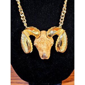 Vintage RAZZA Aries Ram Head Necklace
